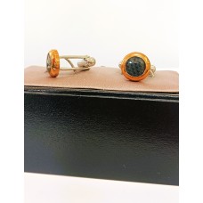 Μανικετόκουμπα Ατσάλινα Στρογγυλά Γυαλιστερά με Ανάγλυφο όνυχα στο κέντρο STC02 